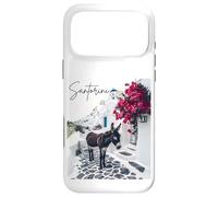 Île Grecque Santorin Église Bleue âne et bougainvilliers Coque pour iPhone 17 Pro Max