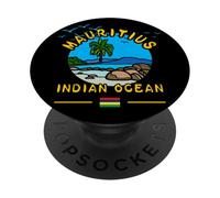 Ile Maurice Océan Indien Palmier Plage Drapeau Île Souvenir PopSockets PopGrip Adhésif