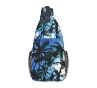 Île Paradisiaque Tropicale, Palmiers dans Le Ciel Sac Banane Décontracté Pochette Epaule Léger Sac À Bandoulière pour Voyage Excursion Sport