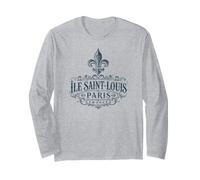 Île Saint-Louis Paris France Ornée Fleur de Lis Bleu Marine Manche Longue