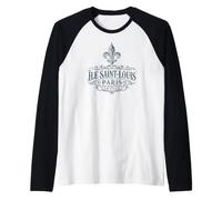 Île Saint-Louis Paris France Ornée Fleur de Lis Bleu Marine Manche Raglan