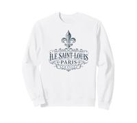 Île Saint-Louis Paris France Ornée Fleur de Lis Bleu Marine Sweatshirt