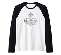 Île Saint-Louis Paris France Ornée Fleur de Lis Noir Manche Raglan