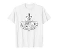 Île Saint-Louis Paris France Ornée Fleur de Lis Noir T-Shirt Graphique avec Valeur