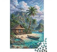 île tropicalePuzzle Classique 1000 Pièces Hute de Paille pour Amateurs De Puzzles Anti-Stress Activité Intérieure Cadeau De Noël 52x38cm/1000pcs