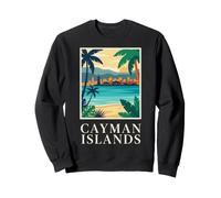 Îles Caïmans Plage des Caraïbes Art rétro côtier Sweatshirt