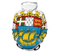 Îles De Saint-Pierre Et Miquelon Drapeau National Sweat À Capuche Imprimé Unisexe - Veste Vintage À Capuche, Sweat-Shirt Imprimé 3D, Grande Taille, Style Décontracté, avec Poche, pour