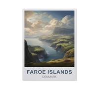 Îles Féroé, Danemark - Affiches de Voyage Vintage，Jigsaw Puzzle 1000 Pièces pour Adultes Enfants Puzzle en Papier ， Divertissement Bricolage Jouets Jeux De Famille Créatif（50x70cm）-DB81
