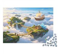 Îles Flottantes Fantastiques Puzzle 1000 Pièces Papier pour Adultes Paysage de Nuages de Rêve Puzzle en Famille Décoration Détente Idée Cadeau 38x26cm/1000pcs
