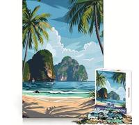 Îles Phi Phi Thaïlande Puzzle de 1000 pièces pour Adolescents Jeu de réflexion Calme Découpe précise Cadeau saisonnier (38x52cm)