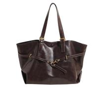 ILESTDG Grand Sac De Cours Lycée - Dixina Sac À Main Cuir PU Pour Femme Grande Capacité Sac À Dos Léger Pour Le Travail, L'école, Bureau (Café)