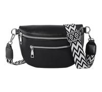 ILESTDG Sac Banane Cuir Fabienne, Tendance Bandoulière Amovible Et Réglable (Noir)