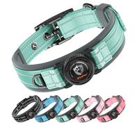 ilFindYou AirTag Collier pour chien avec support, imperméable et réfléchissant, rembourrage confortable élargi et boucle en métal ultra durable, réglable pour grands chiens (taille L, cyan)