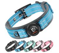 ilFindYou Collier AirTag pour chien avec support, imperméable et réfléchissant avec rembourrage confortable élargi et boucle en métal ultra durable, réglable pour taille M (bleu, taille S)