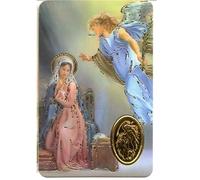 ilhorin ESOTERISME Carte Religieuse t Ange Gabriel, Médaillon Doré en Relief, Finition Holographique