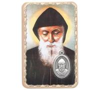 ilhorin ESOTERISME Carte Saint Charbel avec Médaille, Thème Religieux, Prière au Dos