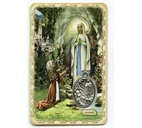 ILHORIN ESOTERISME Notre Dame de Lourde - Carte médaille avec prière