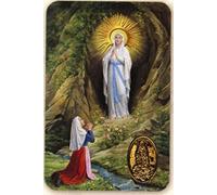 Ilhorin Notre Dame de Lourdes - Carte poinçon Style médaille avec prière - Livraison Gratuite