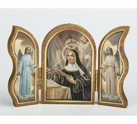 ilhorin Triptyque en Bois Image Icône Sainte Rita Redorée Feuille d'Or