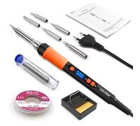 ILIBILIB Fer à souder, kit de fer à souder 90W amélioré, kit de soudure avec écran LCD 10 en 1, contrôle de la température 356-932℉ avec interrupteur marche/arrêt et fonction mode veille automatique