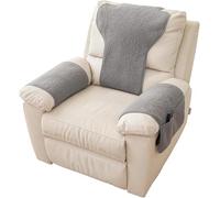ILiemao Couverture De Fauteuil Relaxant Housse D'accoudoir De Canapé, Housse D'appui-tête pour Fauteuil Inclinable, Antidérapante Universal Bras Couvre Relax D'appui-Tête(Gris Clair,Long 1 Seat 3pcs)
