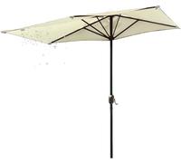 ILiemao Parasol De Jardin Exterieur Toile Rechange Pour Demi-parasol 250cm 5 Baleines Auvent Parapluie Housse Terrasse Demi-rond 2,5 X 1,2 M, Pas De Base Fixe(Beige)