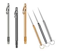 Iliensa Lot de 3 Cure-Dents Portables en Titane - Poche en Acier Inoxydable - Réutilisables Pour Camping, Pique-Nique, Voyage - Multicolore