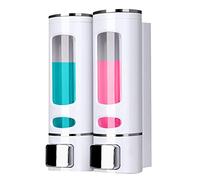Ilikepow - Distributeur de savon manuel mural en ABS - Pour gel douche, shampoing ou nettoyant pour les mains - Blanc - 2 x 400 ml