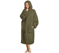 ililmmoe Couverture à capuche en peluche pour femmes et hommes, super chaude et douillette, grande couverture portable, vêtements d'intérieur en peluche épaisse, vert olive, taille unique