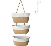 Ililmmoe Panier de Rangement Suspendu au-Dessus de la Porte à 3 Animaux - Corde de Coton Tissée Support Mural Décoratif pour Cuisine et Salle de Bain - 1 Inclus