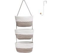 ililmmoe Panier de rangement suspendu au-dessus de la porte Panier suspendu à 3 animaux Corde de coton tissée Support mural Panier de rangement décoratif Cuisine Salle de bain suspendue Inclus 1