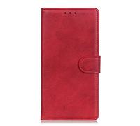 ILING Coque Folio Cuir Étui pour Realme C21Y/Realme C25Y,PU/TPU Bumper Protection Case Cover Fermeture Magnétique,Antichoc Portefeuille Housse Classique vec Fentes pour Cartes (Rouge)
