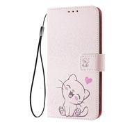 ILING Coque pour Cubot A40, Élégante Fleurs et Animés Mignons Femme Étui, Portefeuille PU en Cuir Flip Antichoc Housse avec Fentes pour Cartes/Support (Chat Mignon)