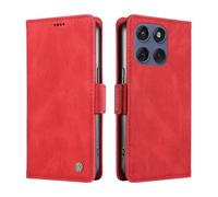 ILING Coque pour Motorola Edge 60 Fusion/Motorola Edge 60 5G, Premium PU Étui Portefeuille en Cuir, avec RFID Blocage/Fentes pour Cartes/Béquille, Très Mince Antichoc Flip Case Housse (Rouge)