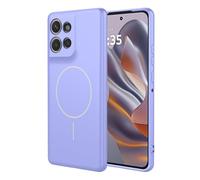 ILING Coque pour Motorola Edge 60 Neo/Edge 50 Neo/ThinkPhone 25, Compatible avec la Charge Magnétique, Très Mince Simple Couleur Unie Souple Silicone Liquide TPU Antichoc Housse Mat Étui (Mauve)
