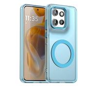 ILING Coque pour Motorola Edge 60 Neo/Edge 50 Neo/ThinkPhone 25, Compatible avec la Charge Magnétique, Très Mince Mat Translucide Rigide PC Housse, Antichoc TPU Bumper Doux Silicone Étui (Bleu)