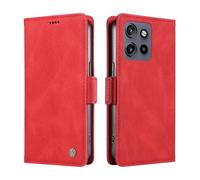 ILING Coque pour Motorola Edge 60 Neo/Edge 50 Neo/ThinkPhone 25, Premium PU Étui Portefeuille en Cuir, avec RFID Blocage/Fentes pour Cartes/Béquille, Très Mince Antichoc Flip Case Housse (Rouge)