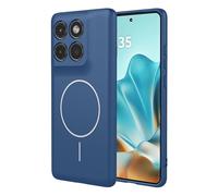 ILING Coque pour Motorola Edge 70 5G, Compatible avec la Charge Magnétique, Très Mince Simple Couleur Unie Souple Silicone Liquide TPU Antichoc Housse Mat Étui (Bleu)