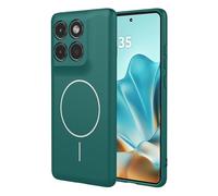 ILING Coque pour Motorola Edge 70 5G, Compatible avec la Charge Magnétique, Très Mince Simple Couleur Unie Souple Silicone Liquide TPU Antichoc Housse Mat Étui (Vert foncé)