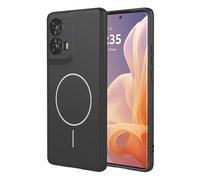 ILING Coque pour Motorola Moto G35 5G, Compatible avec la Charge Magnétique, Très Mince Simple Couleur Unie Souple Silicone Liquide TPU Antichoc Housse Mat Étui (Noir)