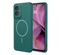 ILING Coque pour Motorola Moto G55 5G, Compatible avec la Charge Magnétique, Très Mince Simple Couleur Unie Souple Silicone Liquide TPU Antichoc Housse Mat Étui (Vert foncé)