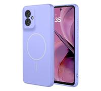 ILING Coque pour Motorola Moto G55 5G, Compatible avec la Charge Magnétique, Très Mince Simple Couleur Unie Souple Silicone Liquide TPU Antichoc Housse Mat Étui (Mauve)