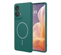 ILING Coque pour Motorola Moto G85 5G, Compatible avec la Charge Magnétique, Très Mince Simple Couleur Unie Souple Silicone Liquide TPU Antichoc Housse Mat Étui (Vert foncé)