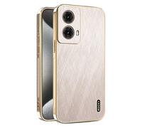 ILING Coque pour Motorola Moto G85 5G, Conception Unique en Métal Brossé, Prime Finition Cuir Housse, Très Mince Doux Silicone TPU Bumper Antichoc Étui (Or)