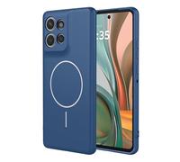 ILING Coque pour Motorola Moto G86 5G, Compatible avec la Charge Magnétique, Très Mince Simple Couleur Unie Souple Silicone Liquide TPU Antichoc Housse Mat Étui (Bleu)