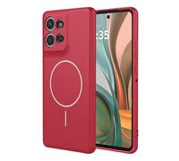 ILING Coque pour Motorola Moto G86 5G, Compatible avec la Charge Magnétique, Très Mince Simple Couleur Unie Souple Silicone Liquide TPU Antichoc Housse Mat Étui (Rouge)