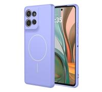 ILING Coque pour Motorola Moto G86 5G, Compatible avec la Charge Magnétique, Très Mince Simple Couleur Unie Souple Silicone Liquide TPU Antichoc Housse Mat Étui (Mauve)
