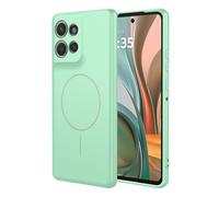ILING Coque pour Motorola Moto G86 5G, Compatible avec la Charge Magnétique, Très Mince Simple Couleur Unie Souple Silicone Liquide TPU Antichoc Housse Mat Étui (Vert Clair)