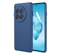 ILING Coque pour OnePlus 12R 5G, Simple Couleur Unie Dos Souple Silicone Liquide TPU Bumper Antichoc Housse Très Mince Mat Élégant Femme Étui (Bleu)