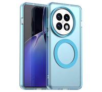 ILING Coque pour OnePlus 13 5G, Compatible avec la Charge Magnétique, Très Mince Mat Translucide Rigide PC Housse, Antichoc TPU Bumper Doux Silicone Étui (Bleu)